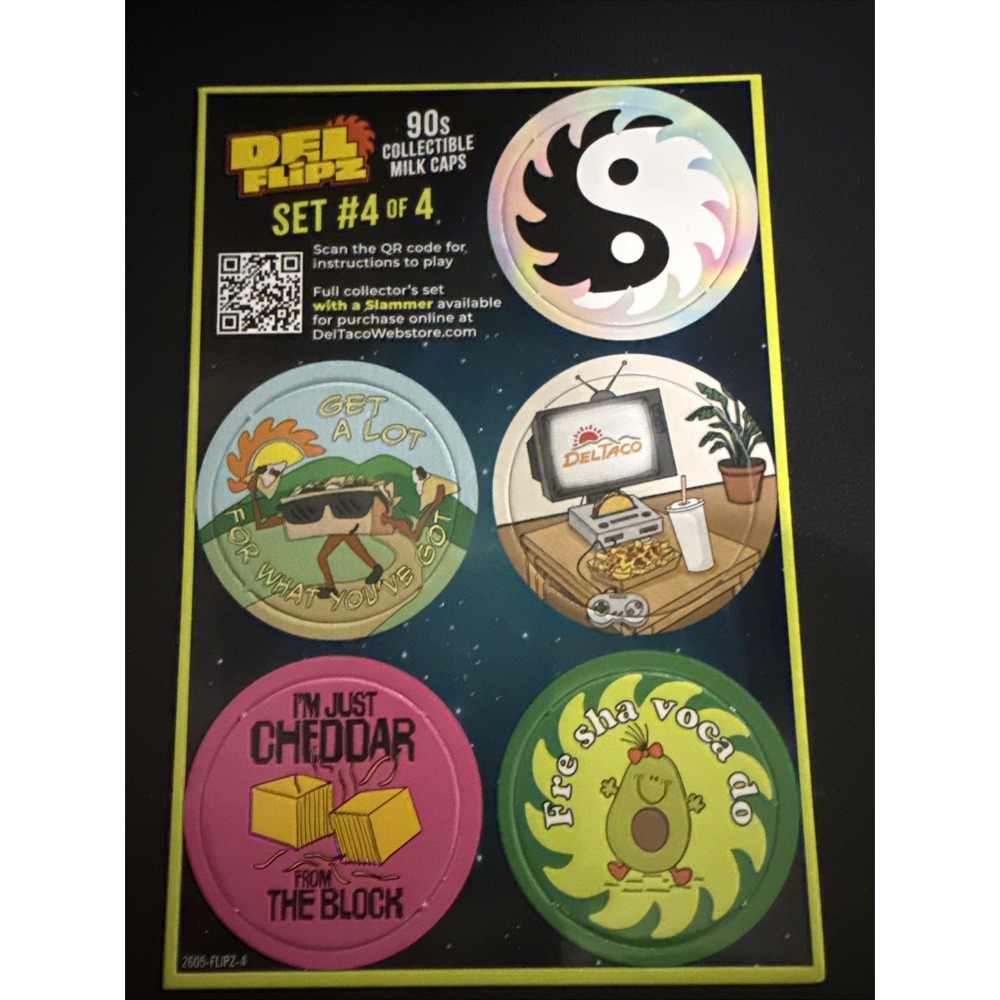 2026 Del Taco 4/4 Vintage‎ Pogs Milk Caps Pieces Collectible Game Pieces 90s Era